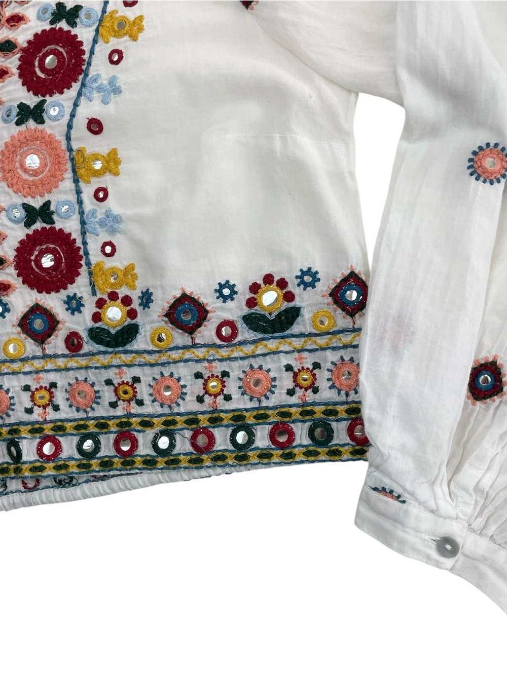 Zara Boho Embroidered White Top Small - Picture 9 of 15